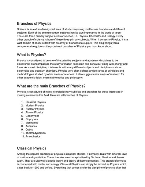 SOLUTION: Branches of physics - Studypool