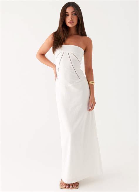 Cerisa Linen Maxi Dress - White – Peppermayo