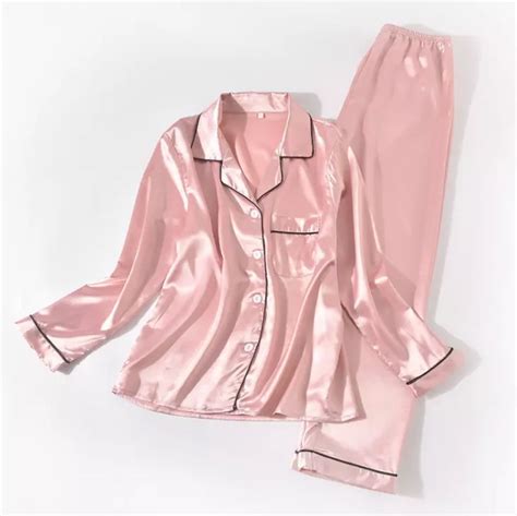 Hot Selling Longsleeve Solid Silk Satin Top And Pants Pajamas Set ...