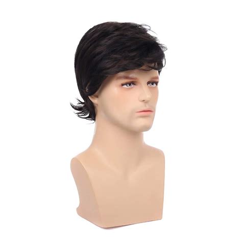 Black Wigs for Men Synthetic Wig Straight Wig Black Synthetic Hair Men ...