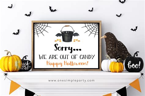 Free Printable Halloween Out of Candy Sign