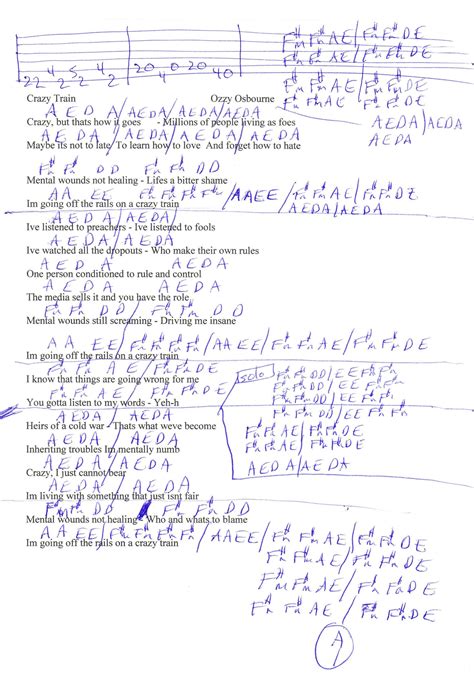 Crazy Train Guitar Chords
