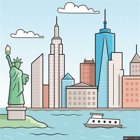 How to Draw the New York Skyline | New york drawing, Skyline drawing ...