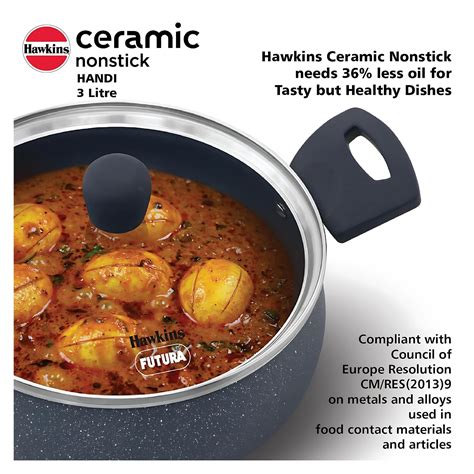 Hawkins Induction Compatible Ceramic NS Cook n Serve Handi with Glass ...