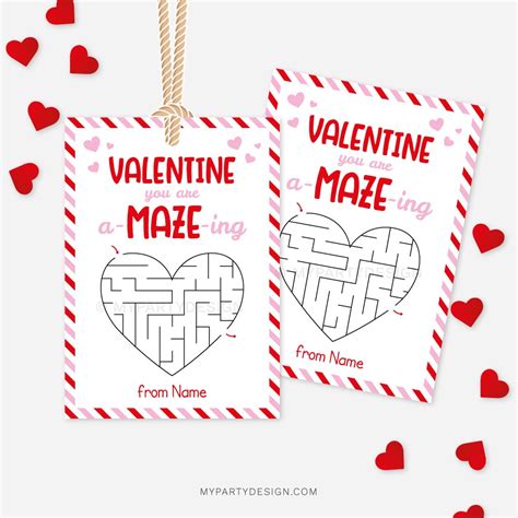 A-Maze-ing Valentines, Printable Tags / Cards - My Party Design