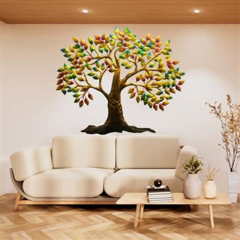 Mahalaxmi Art Handcrafted Iron Wall Hanging Big LED Gold Tree for Home ...