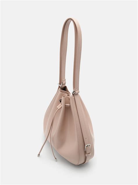 Nude Wrinkled Drawstring Bucket Bag - PEDRO International