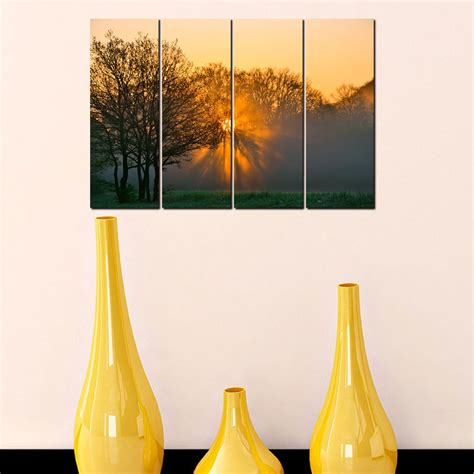 999STORE Multiple Frames Sun Set Fields Art Panels Like Painting - 4 ...