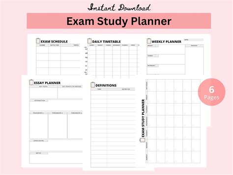 Buy Exam Study Planner Printable Student Exam Preparation Planner PDF ...