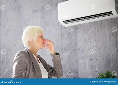 Woman Covering Her Nose from Bad Smell Inside Stock Image - Image of ...