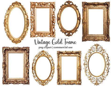 Vintage Gold Frames Clipart Baroque Vintage Frames Mockup Clip Art ...