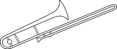 Trombone Line Art - Free Clip Art