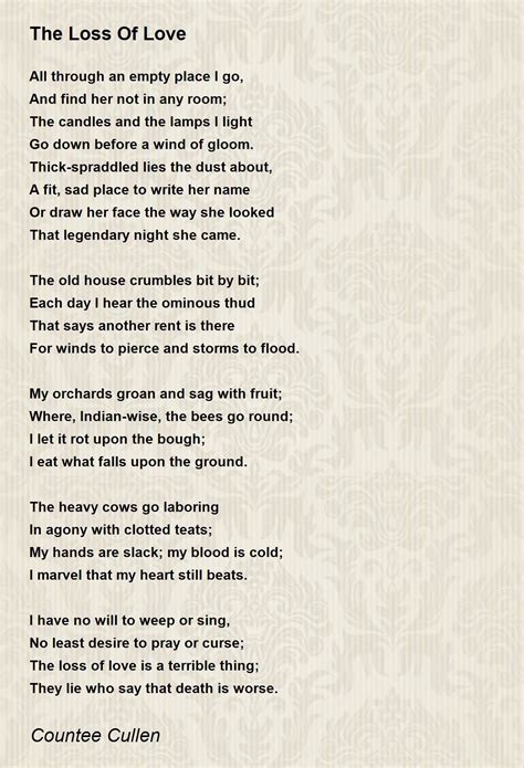 The Loss Of Love Poem by Countee Cullen - Poem Hunter