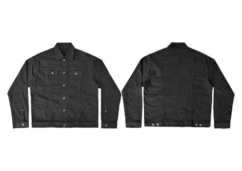 Black denim jacket mock up front and back views jeans jacket set ...