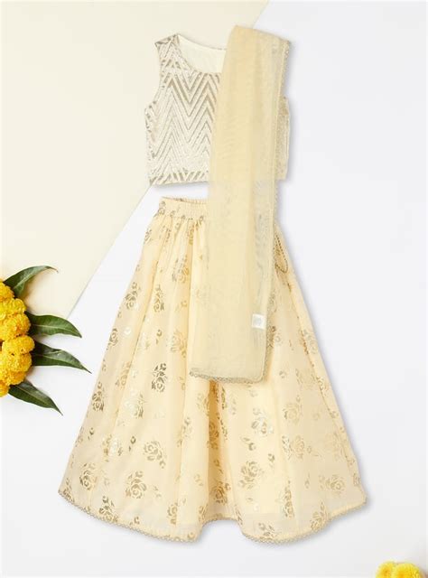 Buy Girls Foil Printed Lehenga Set Online at just Rs. 1499.0 ...