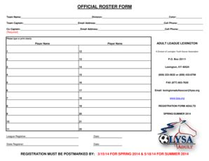 Fillable Online lysa Team Registration Form - Lexington Youth Soccer ...