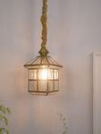 Regal Beveled Glass Hut Brass Lantern Pendant Light