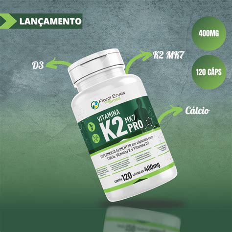 Vitamina K2 Mk7 PRO 400mg + Cálcio + Vitamina D3 120 Cápsulas Menaquinona-7 - ACOMPANHA LAUDO ...