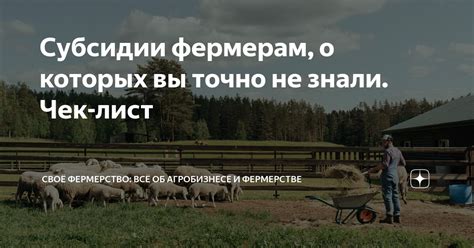 Субсидии фермерам, о которых вы точно не знали. Чек-лист | Своё ...