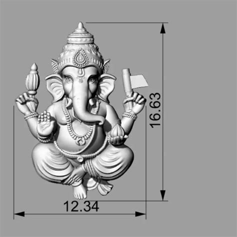 Lord Ganesh 3D Model STL File - Divine 3D Sculpture
