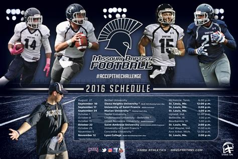 Missouri Baptist Football schedule poster | Saint francis university ...