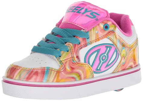 Buy Heelys Girls' Motion Plus Tennis Shoe, White/Pink Metallic/Swirl, 7 ...