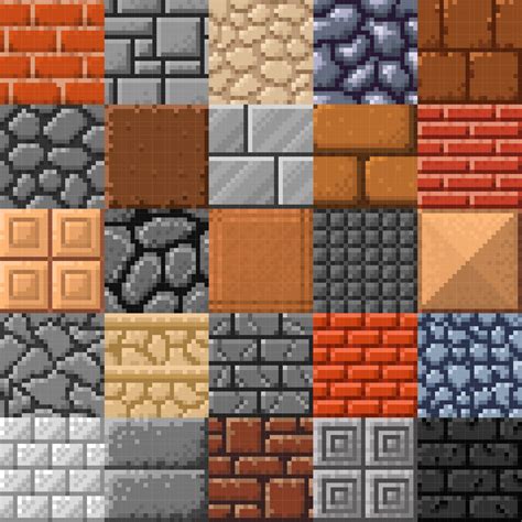 Tile, stone brick, porcelain stoneware 8bit pixel 23542472 Vector Art ...