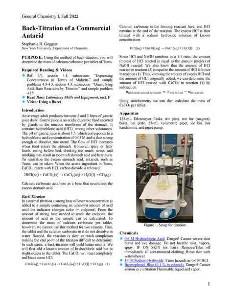 Back-Titration F22 - lab - Back-Titration of a Commercial Antacid ...
