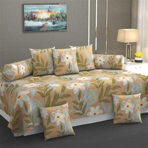 FESTIVAL HOME FURNISHINGS Cotton 400TC Diwan Set (60X90 Inch Bedsheet ...