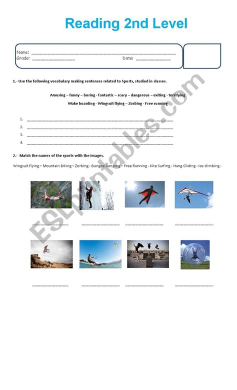 Sports Worksheet Reading 的图像结果