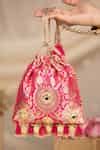 Buy Pink Beads, Stones, Mirrors, Tassels Sharvitha Embellished Potli ...