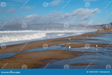Wave Sea Water Overflowing into Santa Clara River Mouth Estuary in ...