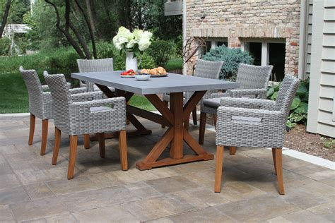 Eucalyptus & Composite Dining Table with Wicker & Eucalyptus Arm Chairs ...