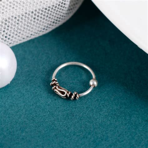 Sterling Silver 925 Oxidized Nose Ring - 10mm – NEMICHAND JEWELS