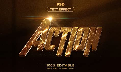 ArtStation - 3D Action PSD fully editable text effect. Layer style PSD ...
