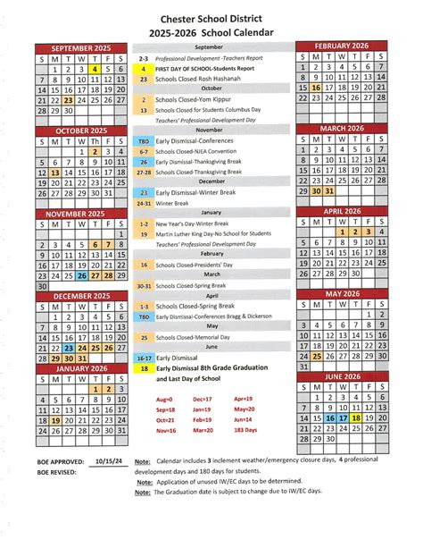 Chester School District Calendar 25-26 Revised [PDF] - EduCounty