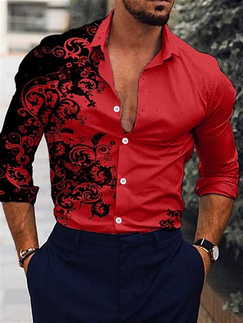 Herren Blumen Hemd Langarm Modisch Designer Brautkleider schlicht ...