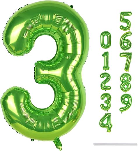 Amazon.com: 40 Inch Green Large Numbers Balloons 3, Self Inflating ...