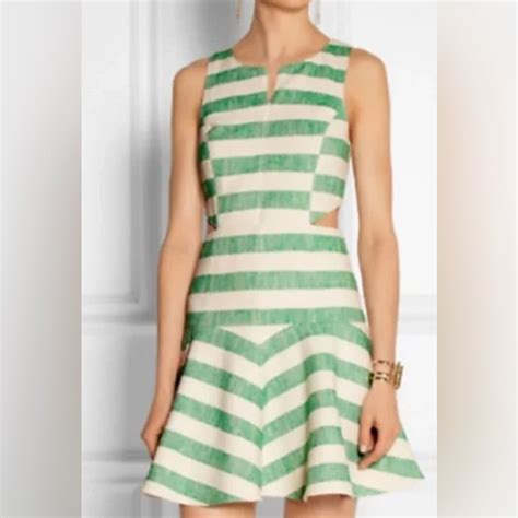 Tibi Short green and white striped dress in 2025 | Cotton blends dress ...
