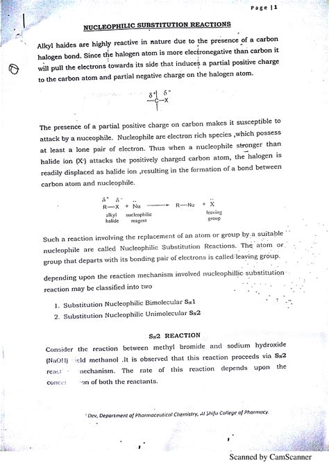 Sn1 sn2 - Organic chemistry notes - Pharmacy - Studocu