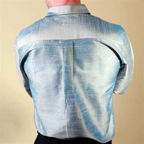 Indian Ocean Blue Striped Mens Silk Shirt - Shubrah