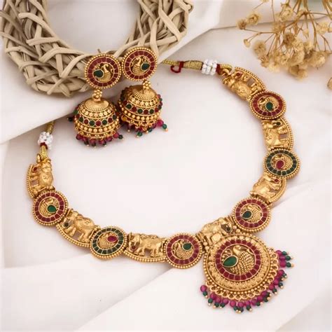 Vihaa Jewellery vihaajewellery gold plated temple necklace set for ...