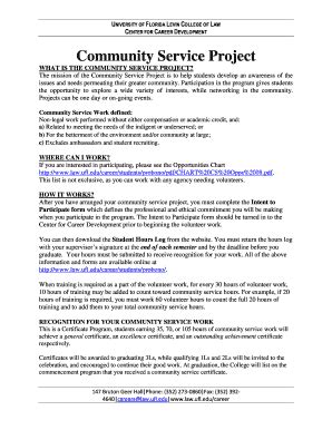 Fillable Online law ufl WHAT IS THE COMMUNITY SERVICE PROJECT Fax Email ...