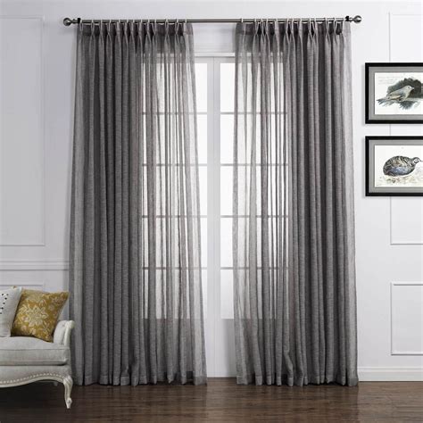 Grey Linen Sheer Curtains for Living Room Gray Bedroom sheers 2 Panels ...