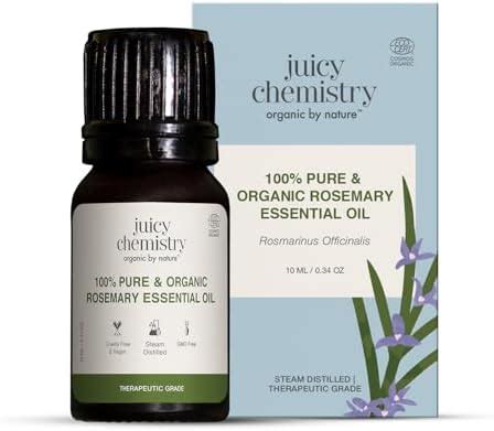 Juicy Chemistry Certified Organic Rosemary Essential Oil, 10 ml | 100% ...