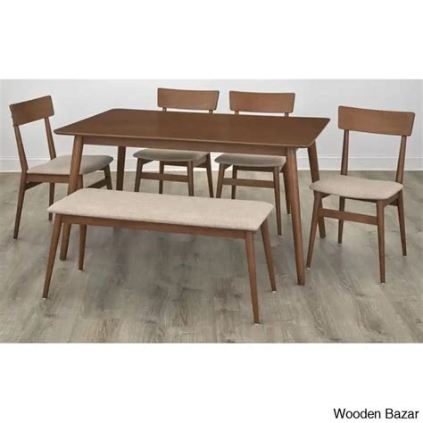 Tobin Stylish Wooden 5 Seater Dining table set - Wooden Bazar | Wooden ...
