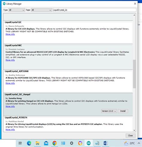 Image result for Arduino LCD I2C Library