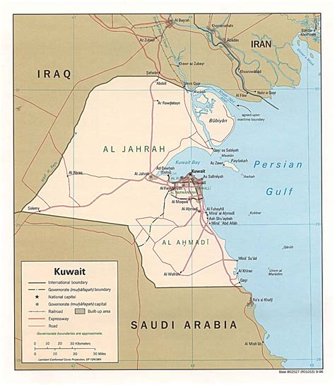 Detailed road and administrative map of Kuwait. Kuwait detailed road and administrative map ...