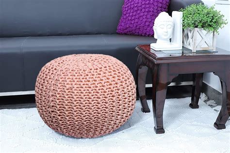 Kridhay Natura Life Pouf for Living Room Sitting Round Ottoman Bean ...