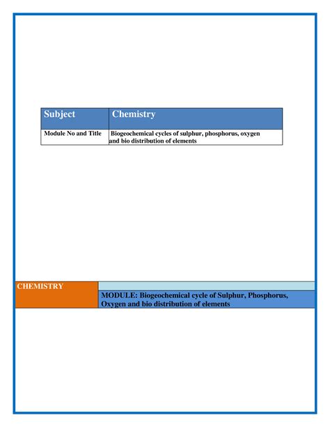 Biogeochemical cycles of sulphur, phosphorus, oxygen-Che - Learning ...